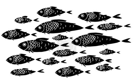 Ilustración de Pescado negro sobre un fondo blanco. ilustración web - Imagen libre de derechos