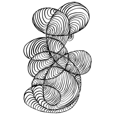 Ilustración de Abstracto blanco y negro dibujado a mano líneas de garabatos, patrón de confusión - Imagen libre de derechos
