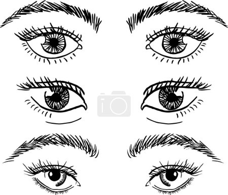 Los ojos de la gente. Dibujo manual. Ilustración vectorial.