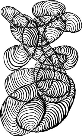 Téléchargez les illustrations : Abstrait noir et blanc dessiné à la main lignes doodle, motif de confusion - en licence libre de droit