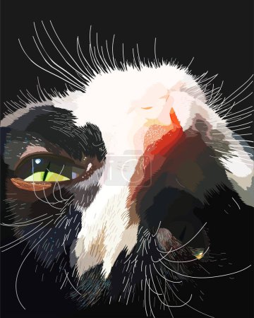 Téléchargez les illustrations : Portrait abstrait de chat. abstraction vectorielle. - en licence libre de droit