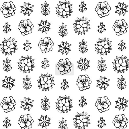 Illustration for Set of hand drawn flowers and plants on white background - Royalty Free Image