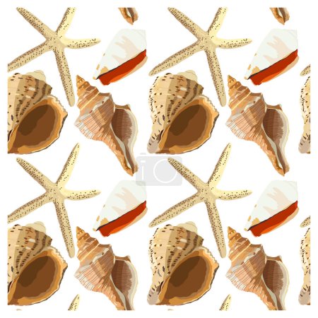 Illustration for Seashell pattern. Vector illustration. Marine theme. Ocean dwellers - Royalty Free Image