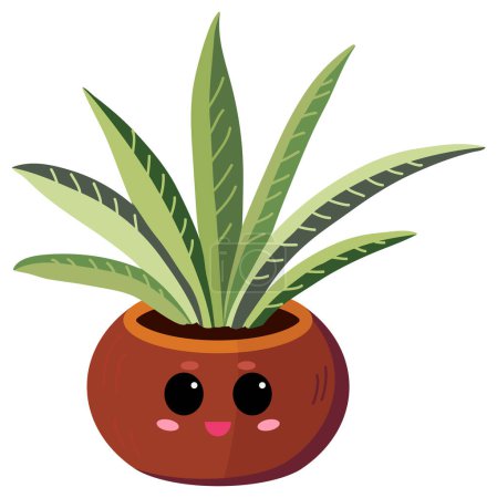 Téléchargez les illustrations : Plantez dans un pot. Jolie icône de plante dans un pot. Poire piquante pour la maison. - en licence libre de droit