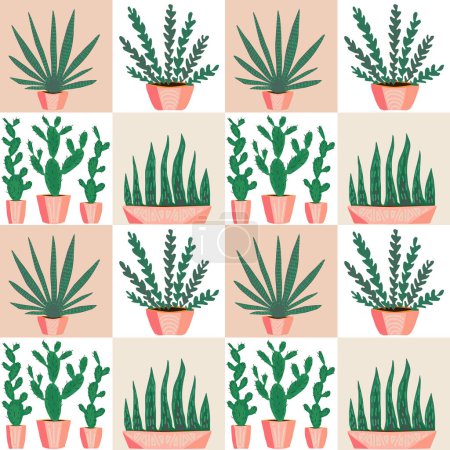 Illustration for Large set of plants in pots. Plants for home decoration. - Royalty Free Image
