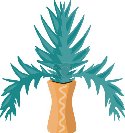 Illustration for House plant with large leaves. Vector illustration. - Royalty Free Image