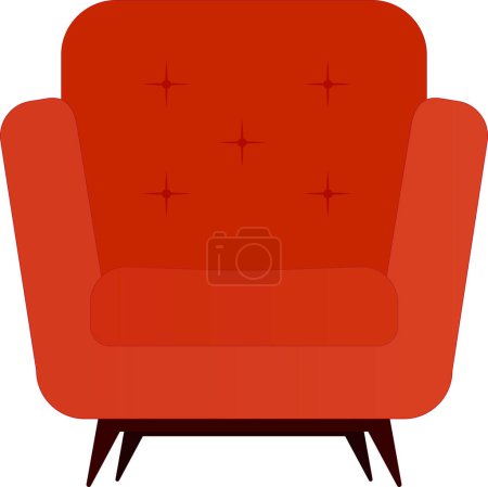 Téléchargez les illustrations : Chaise confortable rouge. Meubles pour la maison. Illustration vectorielle. - en licence libre de droit
