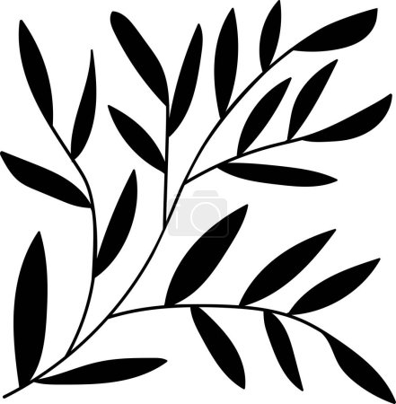 Ilustración de Rama con hojas sobre un fondo blanco - Imagen libre de derechos