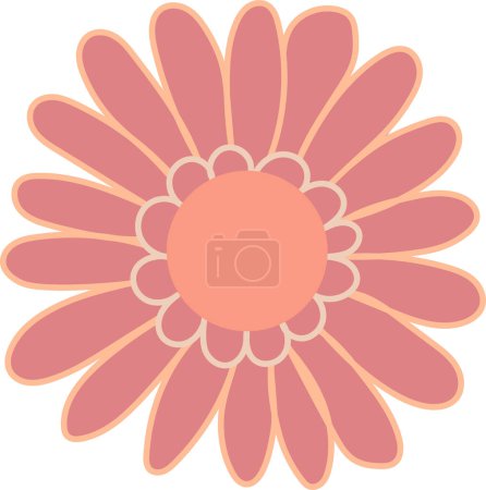Téléchargez les illustrations : Fleur rose avec pétales et un milieu rond. Fleur isolée sur blanc. - en licence libre de droit
