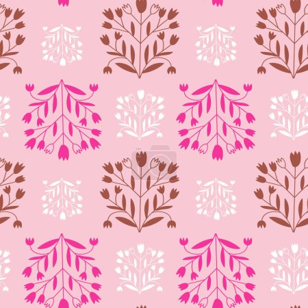 Illustration for Pattern with symmetrical ornament. Beautiful pattern with pink shades. - Royalty Free Image