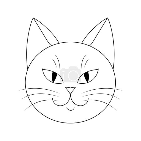 Téléchargez les illustrations : Le visage d'un chat avec un contour noir - en licence libre de droit