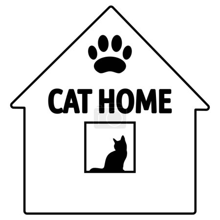 Téléchargez les illustrations : Une maison de chat sur fond blanc - en licence libre de droit