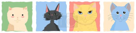 Illustration for A group of cats with different colored - Royalty Free Image