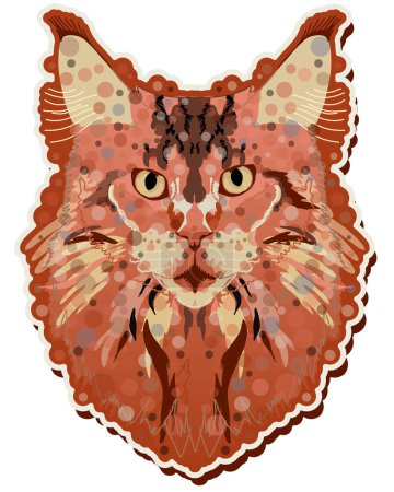 Illustration for A cat with a polka dot pattern on its face - Royalty Free Image