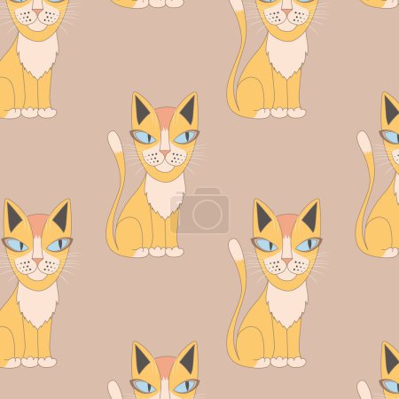 Illustration for A cat with blue eyes and a brown background - Royalty Free Image