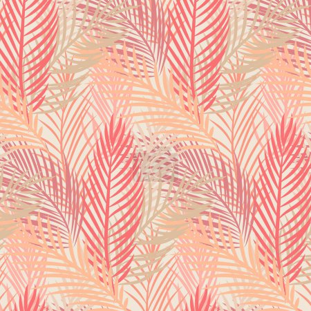 Illustration for A pattern of leaves on a beige background - Royalty Free Image