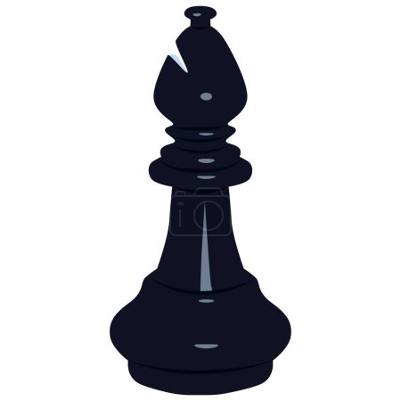 Illustration for Black bishop chess piece icon, vector illustration - Royalty Free Image