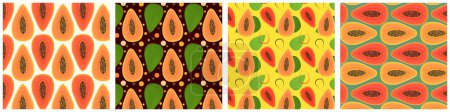 Ilustración de Establecer un patrón sin costuras con papayas. ilustración vectorial - Imagen libre de derechos