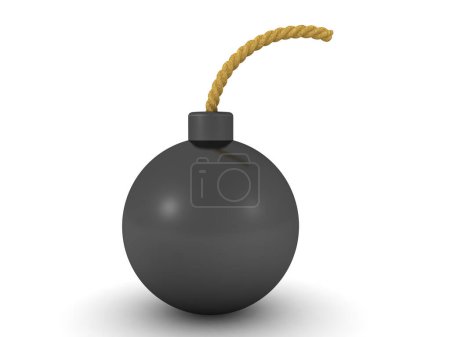Photo for 3D Rendering of cartoon bomb with fuse. 3D Rendering isolated on white - Royalty Free Image