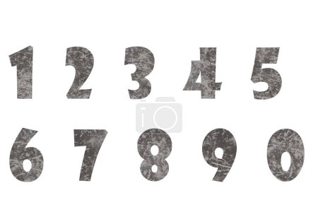 Worn old multicolored numbers from 1 to 10 and are isolated on the former background