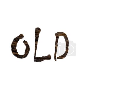 One word text old on a white background.Font samples are taken when writing the word OLD