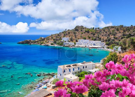 Photo for Beautiful blue sea in Greece, Crete, Loutro village - Royalty Free Image