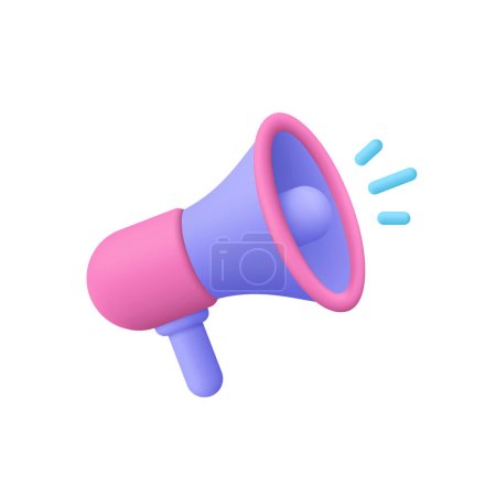 Photo for Megaphone speaker, loudspeaker. Marketing, announcement and advertisement concept. 3d vector icon. Cartoon minimal style. - Royalty Free Image