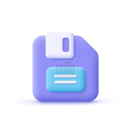 Illustration for Diskette, floppy disk. Data storage, information technology, save files concept. 3d vector icon. Cartoon minimal style. - Royalty Free Image