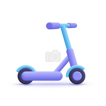 Illustration for Electric kick scooter. 3d vector icon. Cartoon minimal style. - Royalty Free Image