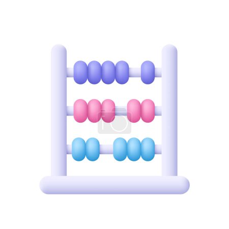 Téléchargez les illustrations : Icône vectorielle Abacus 3d. Concept d'éducation et de mathématiques. Dessin animé style minimal. - en licence libre de droit