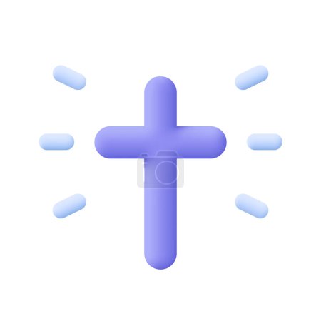 Illustration for Christian Cross. 3d vector icon. Cartoon minimal style. - Royalty Free Image