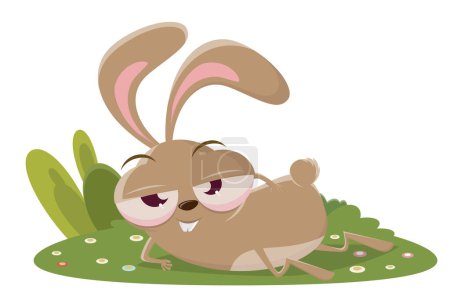 Ilustración de Divertido conejo de dibujos animados en una pose coqueta - Imagen libre de derechos