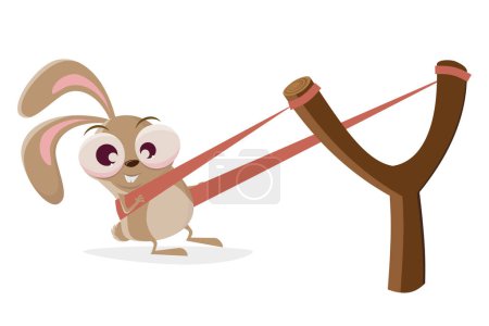 Ilustración de Divertido conejo de dibujos animados en una honda - Imagen libre de derechos