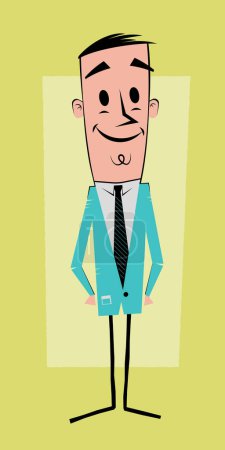 Illustration for Funny cartoon illustration of a happy man in retro style - Royalty Free Image
