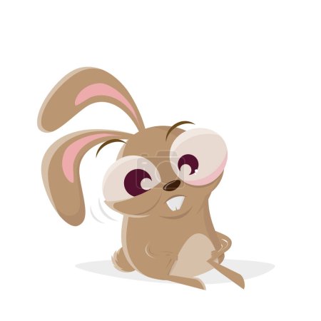 Illustration for Funny cartoon illustration of a traumatized rabbit - Royalty Free Image