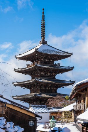 Photo for Yasaka Pagoda with snow in winter. Beautiful landscape of Kyoto, Japan. - Royalty Free Image