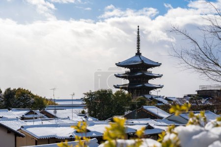 Photo for Yasaka Pagoda with snow in winter. Beautiful landscape of Kyoto, Japan. - Royalty Free Image