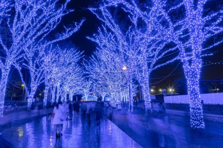 Photo for Shibuya Blue Cave winter illumination festival, beautiful view, popular tourist attractions, travel destinations for holiday, famous romantic light up events in Tokyo city, Japan - Royalty Free Image