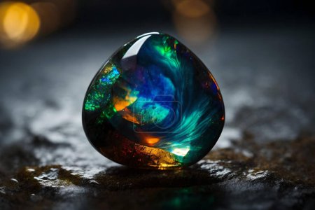 Téléchargez les photos : Belle et vibrante pierre d'opale noire - en image libre de droit