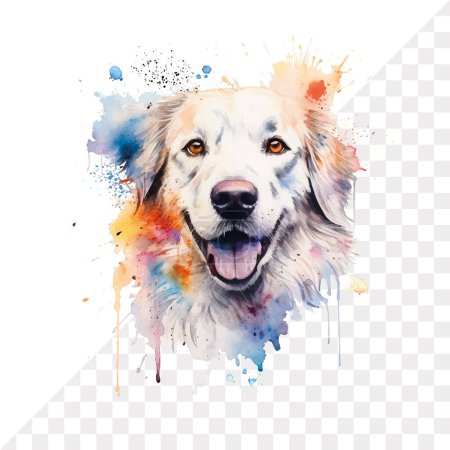 Illustration for Dog Golden Retriever Watercolor drawing - Royalty Free Image