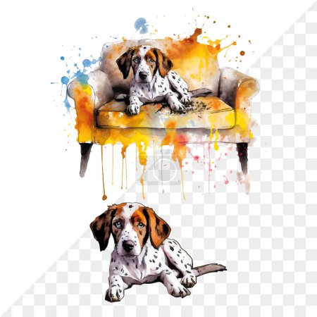 Illustration for Dog German Shorthaired Pointer Watercolor drawing - Royalty Free Image
