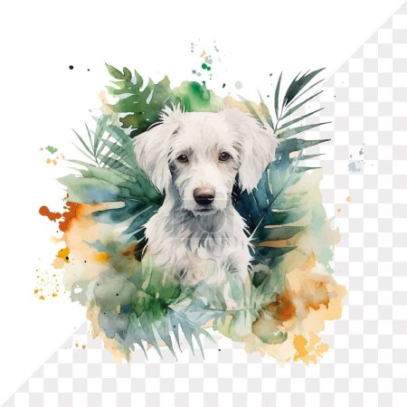 Illustration for Watercolor drawing of a dog. Isolated background. Vector - Royalty Free Image