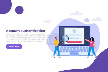 Illustration for Online registration and sign up, Account authentication concept. Vector UI illustration. - Royalty Free Image