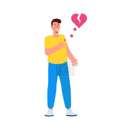 Illustration for Young man with strong heart attack. Vector illustration. - Royalty Free Image