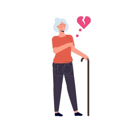 Ilustración de Una anciana con un fuerte ataque al corazón. Ilustración vectorial. - Imagen libre de derechos