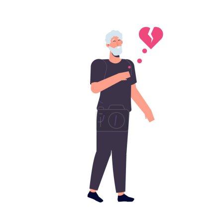 Illustration for Elderly man with strong heart attack. Vector illustration. - Royalty Free Image