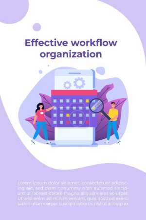 Illustration for Effective workflow organization, teamwork process, deadlines respect, efficient workday concept. Vector illustration. - Royalty Free Image