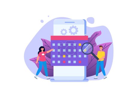 Illustration for Effective workflow organization, teamwork process, deadlines respect, efficient workday concept. Vector illustration. - Royalty Free Image