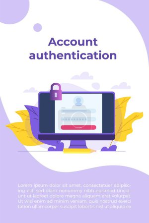 Illustration for Online registration and sign up, Account authentication concept. Vector UI illustration. - Royalty Free Image