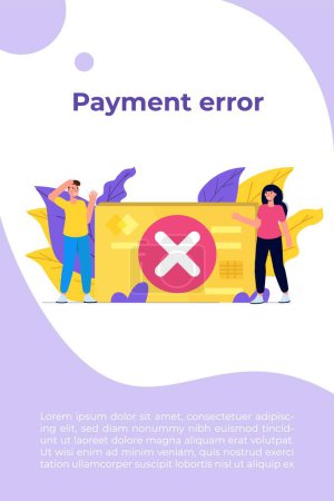 Illustration for Payment error info message on smartphone.  Customer cross marks failure. Vector illustration. - Royalty Free Image